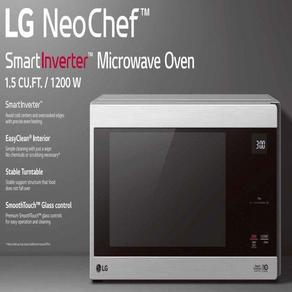 Neo Chef 1.5 Cu. Ft. Countertop Microwave Oven, 1200 Watts, Stainless Steel