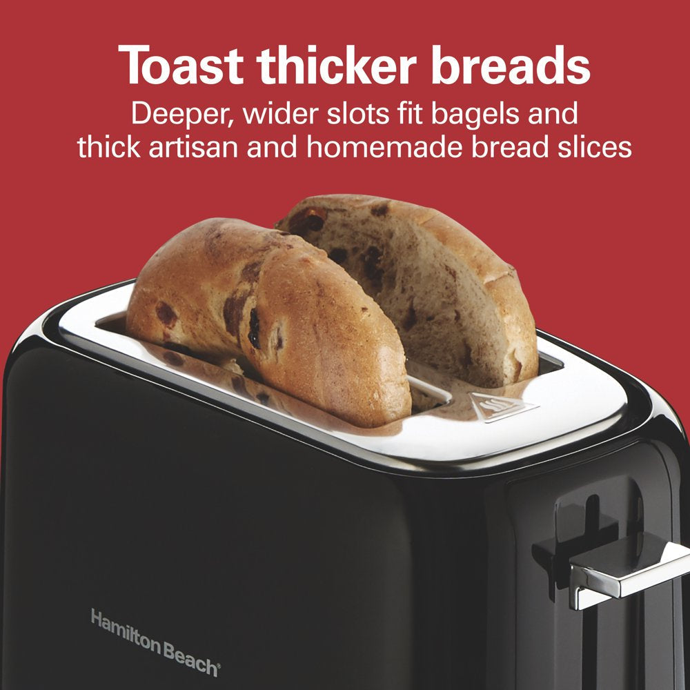 2 Slice Toaster, Extra-Wide Slots, Chrome-Plated Lever, Black, 22217