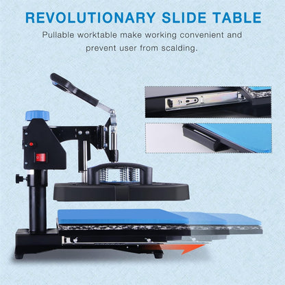 HORGELU Upgraded 8 in 1 Heat Press Machine 15X15 Inch Heat Transfer Machine 360-Degree Swing Away Multifunction Digital Sublimation Combo Heat Press for T Shirt Mug Hat Plate for Commercial Home 110V