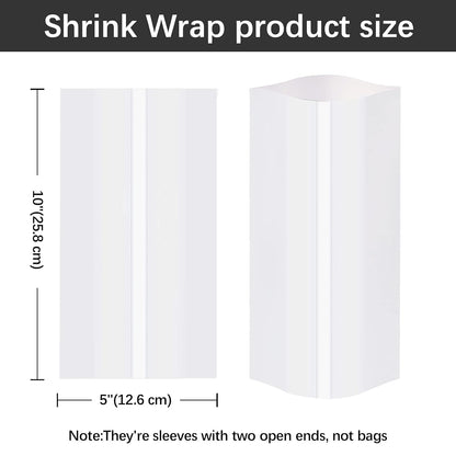 100Pcs Sublimation Shrink Wrap Sleeves,5X10 Inch Heat Transfer Shrink Film Bags for Blanks 20 Oz Tumblers,Mugs,Cups,Shrink Wrap Bands for Sublimation