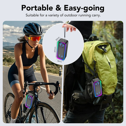 Portable Bluetooth Speaker IP7 Waterproof, 40W Loud Sound Wireless Ultra Bluetooth Speaker, 30H Playtime, Deep Bass, Colorful LED Lights, BT5.4, Suitable for Home/Party/Outdoor/Beach/Gift Black