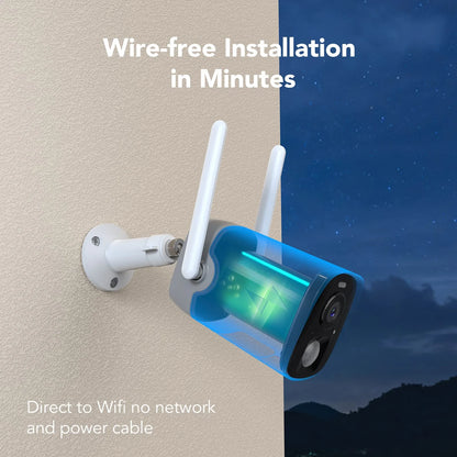 Outdoor Security Camera, 2K Surveillance Cameras Wireless Wifi Battery with AI - Only for 2.4Ghz