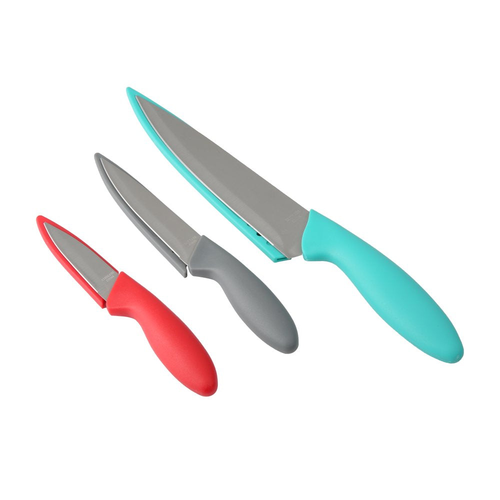 3 Piece Stainless Steel Color Knife Set with Ergonomic Handles