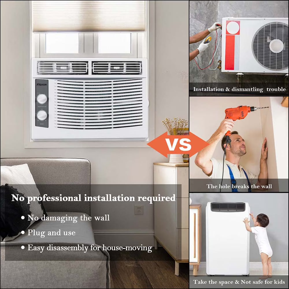 Window Air Conditioner 5000 BTU, 7 Temperature,2 Cooling and Fan Settings,White