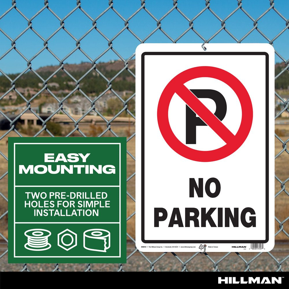 No Parking Sign, Plastic, 18" X 12", Red and Black