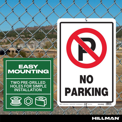 No Parking Sign, Plastic, 18" X 12", Red and Black