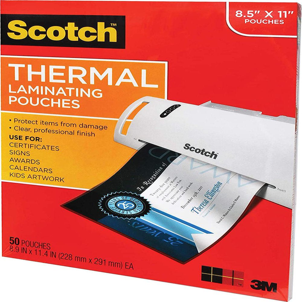 Scotch Thermal Laminating Pouches, 8.9 X 11.4-Inches, 3 Mil Thick, 50-Pack (TP3854-50)