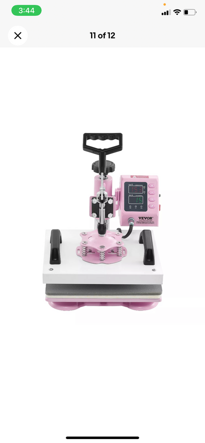 VEVOR Heat Press Machine 2IN1 12x10 inch with Hat Press for T-Shirts Caps Pink