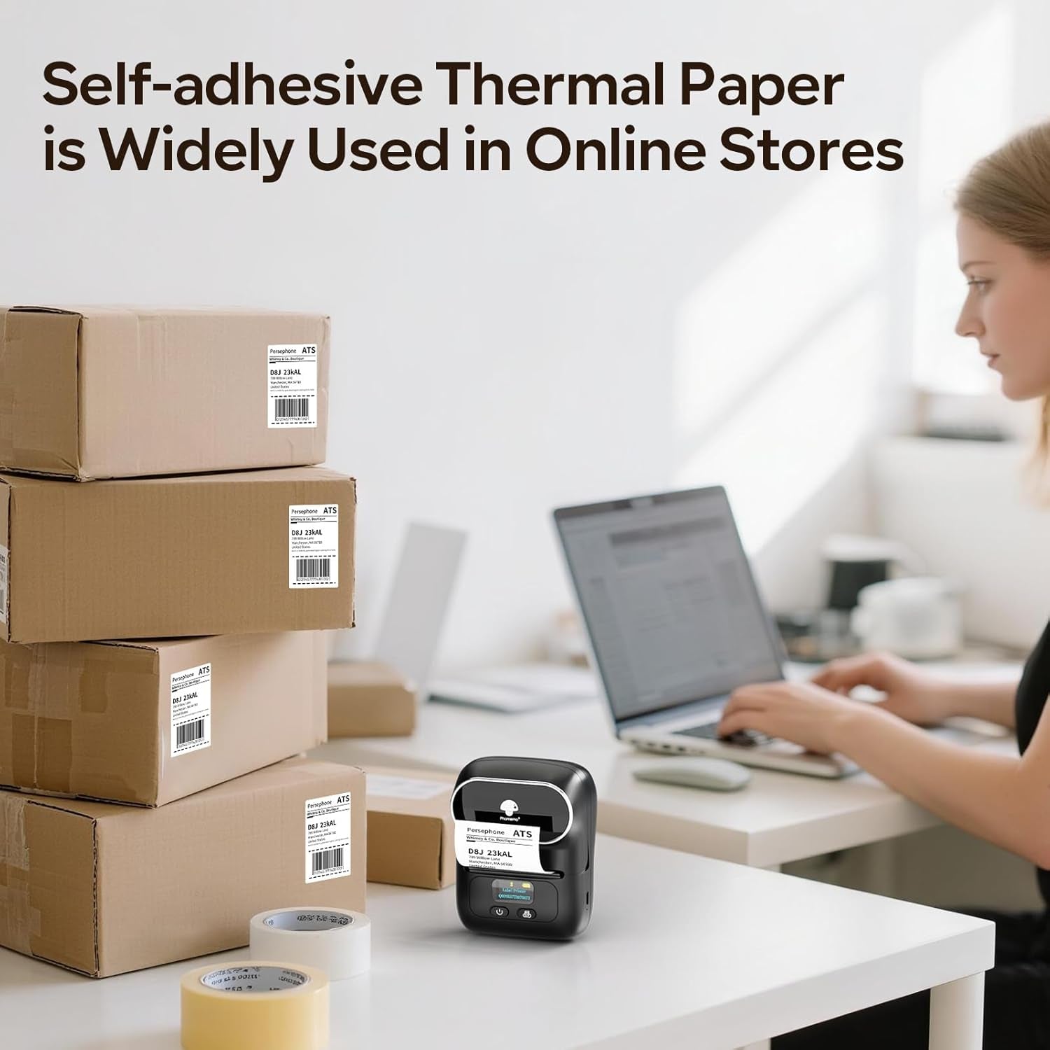 Phomemo Thermal Label Paper for M110 M200 M120 M220 M150 M250 M260 M108 M100 Label Printer, Self-Adhesive Thermal Paper for Clothing, Retail, Mailing, Barcode, White Sticker Labels, 40Mm X 60Mm