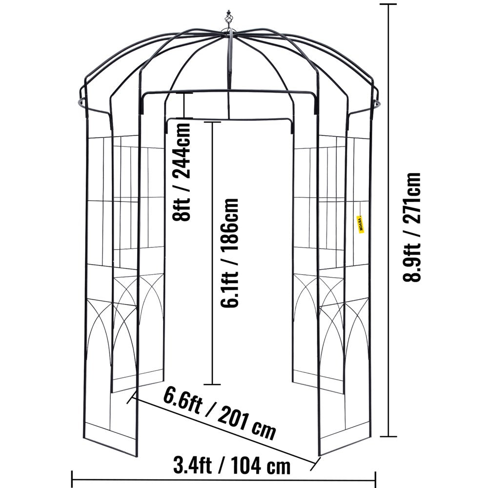 Birdcage Shape Garden Arbor 9' X 6.6' Heavy Duty Metal Garden Gazebo Pergola for Wedding Party