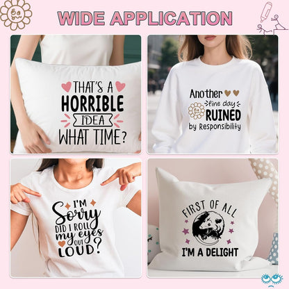 Sarcastic Iron on Transfers for Tshirts - 20Pcs Dtf Transfers Ready to Press, Funny Quotes Iron on Decals Patches, Humor Phrases Heat Transfer Stickers for Clothing Bags Hat DIY Crafts