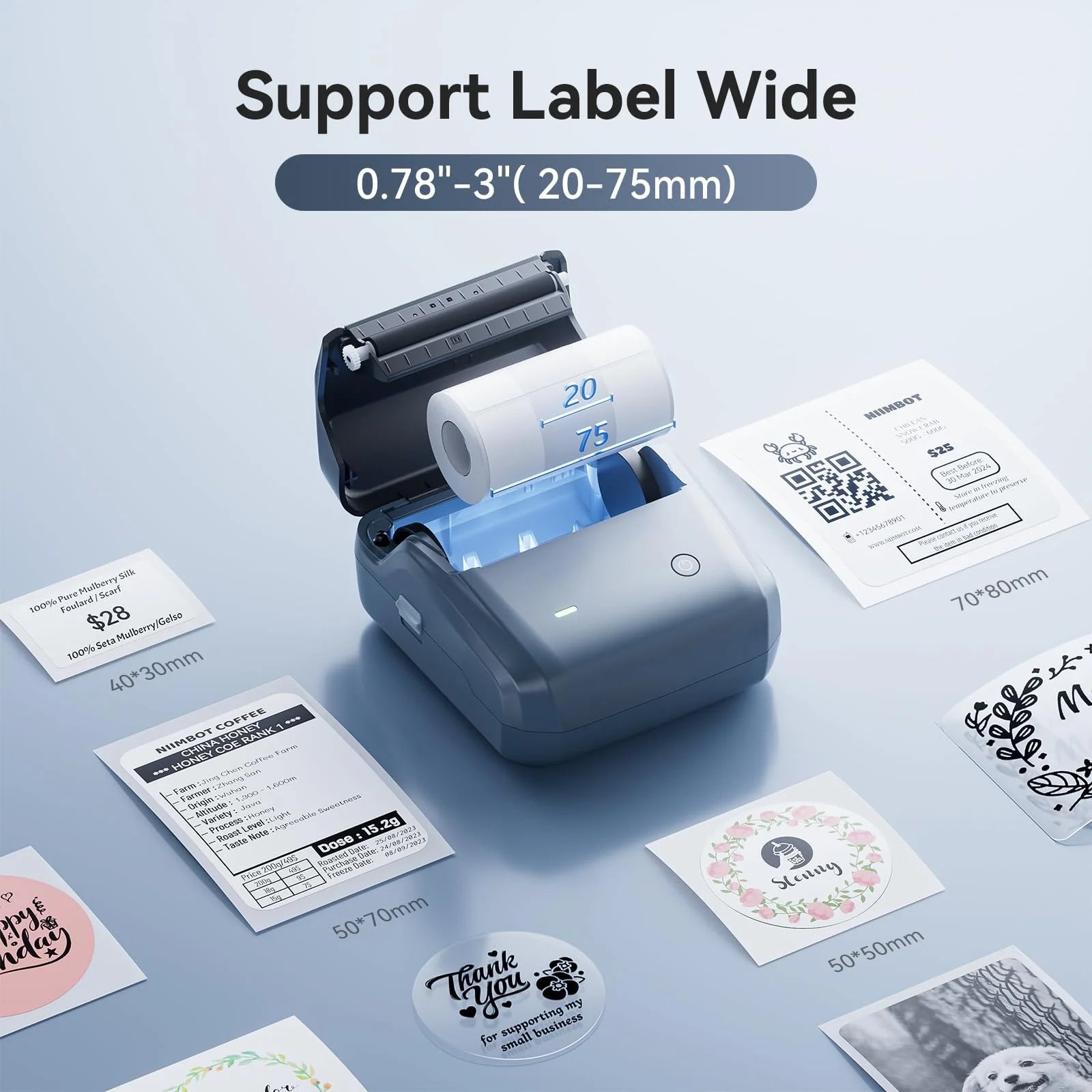 B31 Label Maker Machine, 3 Inches Barcode Label Printer Wireless Thermal Sticker Printer(Blue)