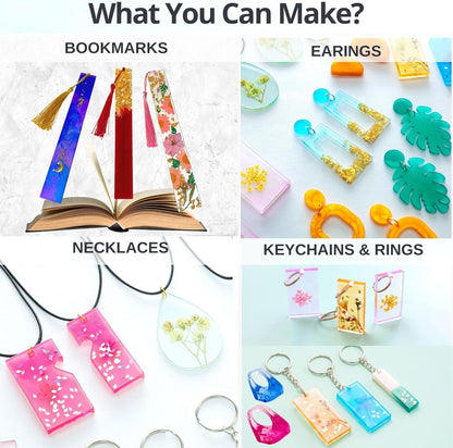 Piccassio Epoxy Resin Kit for Beginners – 208-Piece Jewelry Making & Craft Kit with Molds, Dried Flowers, Glitter & Tools – Complete Starter Set for Keychains, Bookmarks, Pendants & DIY Resin Art
