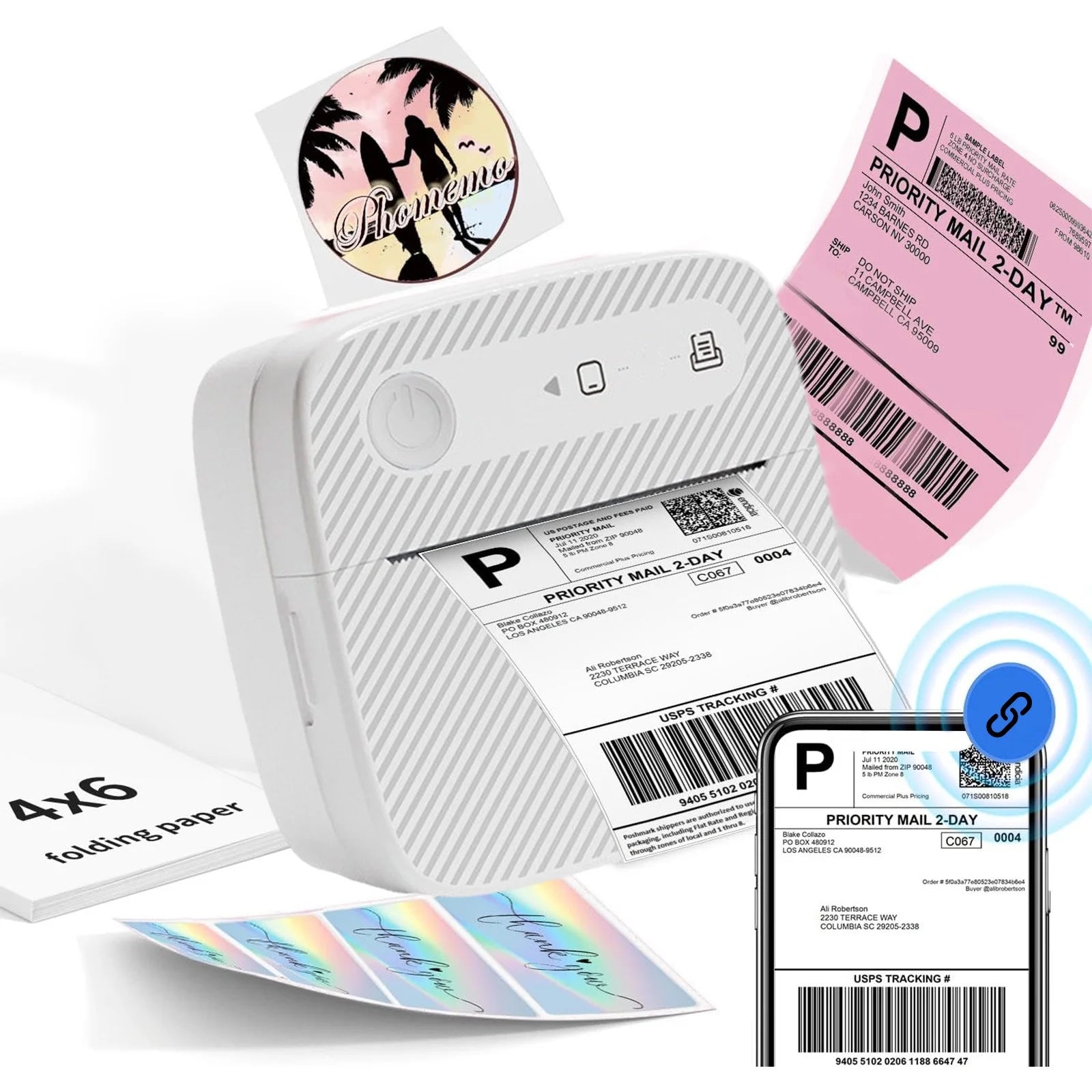Label Printer, Bluetooth Shipping Label Printer, 4X6 Thermal Printer for Shipping Packages