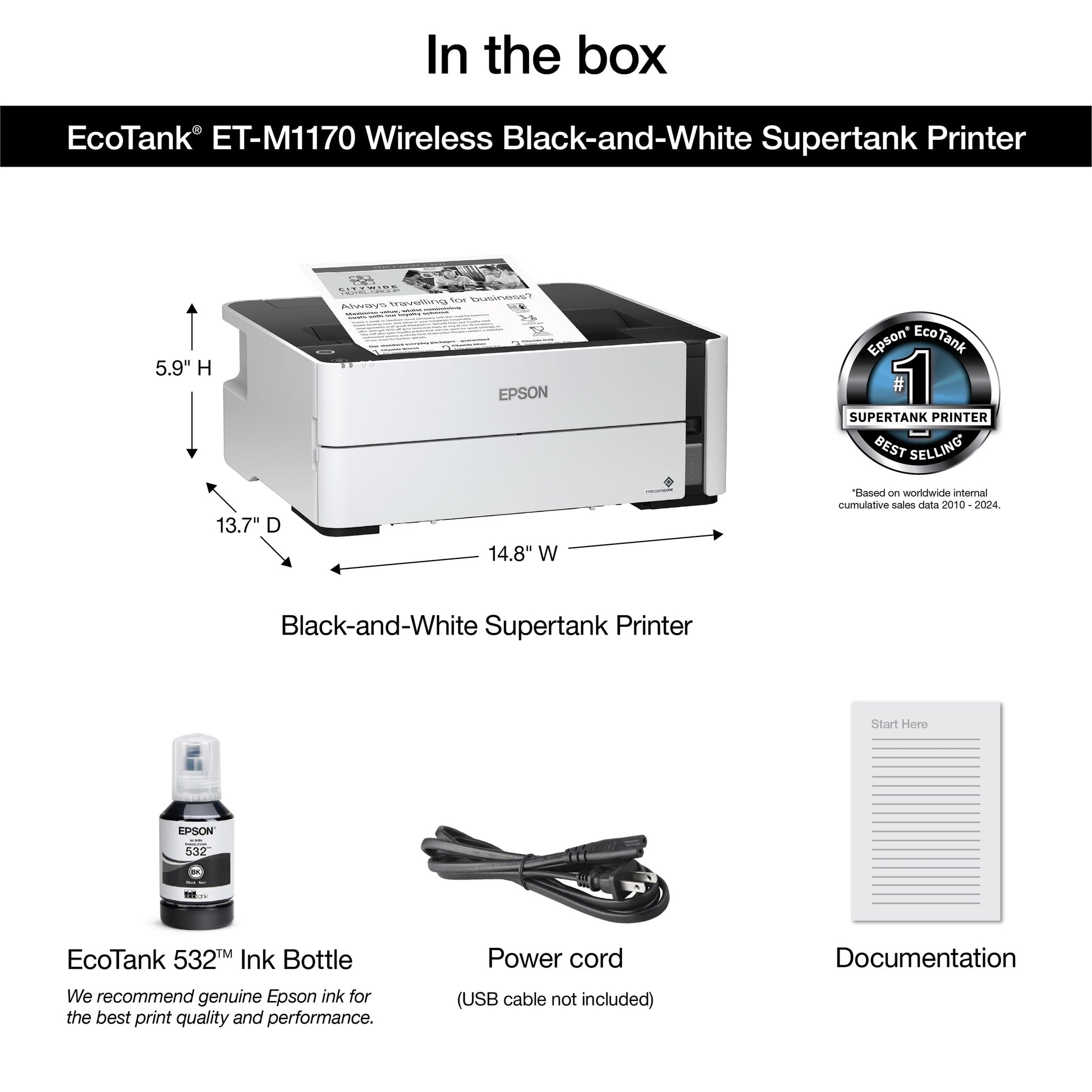 Ecotank ET-M1170 Wireless Monochrome Supertank Printer