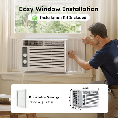 5,000 BTU Window Air Conditioner, Cools up to 150 Sq Ft, Knob,2 Cooling Modes,Without Remote Control, White