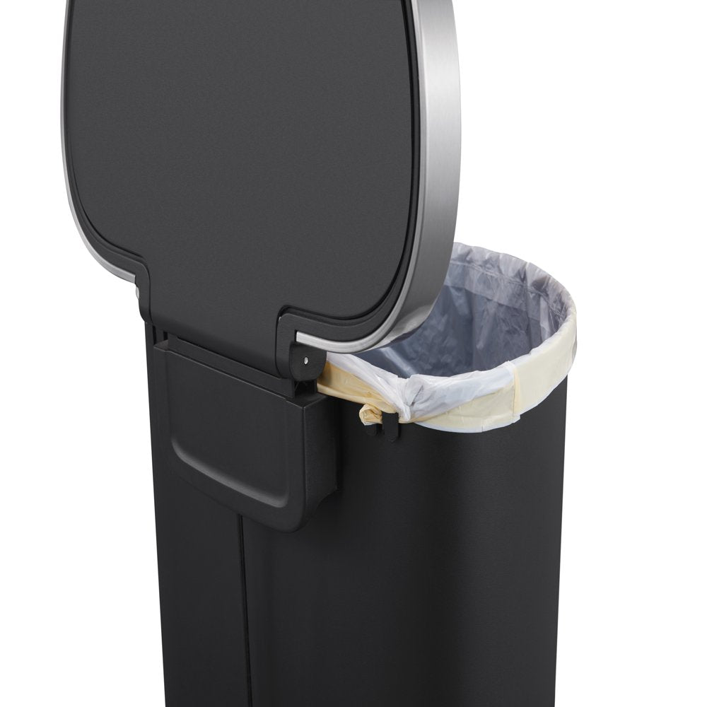 14.5-Gal Plastic Semi round Kitchen Step Trash Can, Black