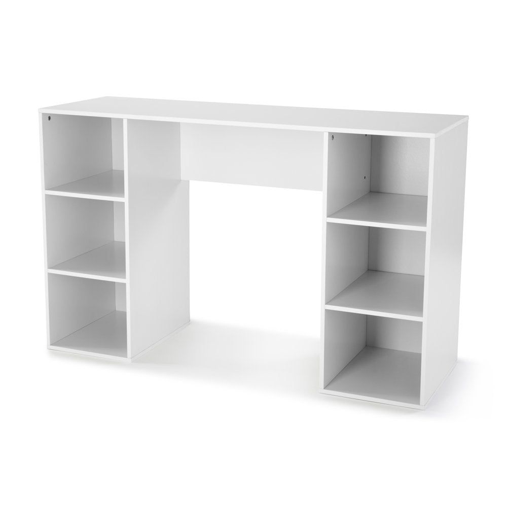 6-Cube Storage Computer Desk, White