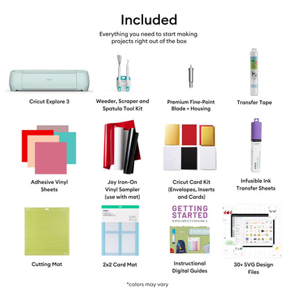 Cricut Explore 3 Craft Cutting Machine with Ultimate Sampler Bundle, Vinyl & Iron-On