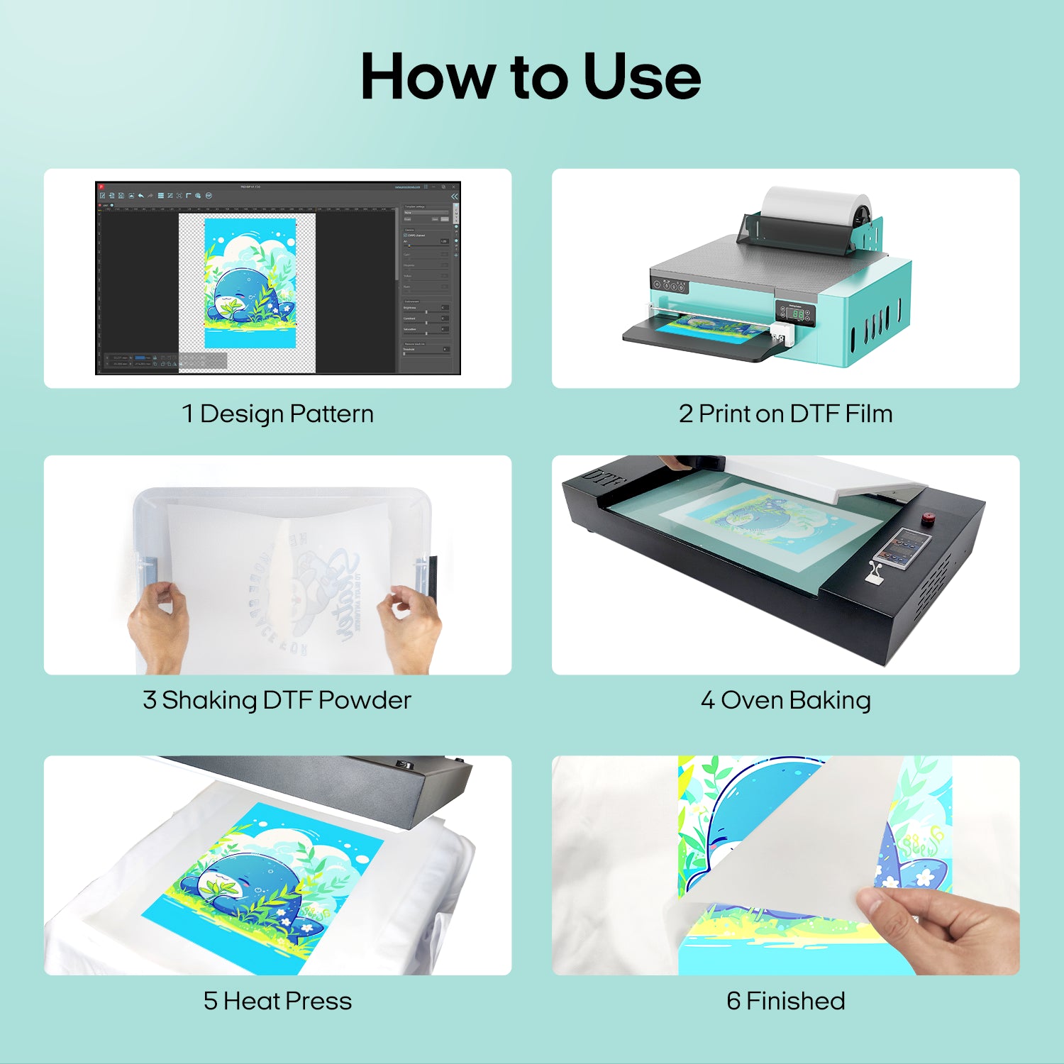 PUNEHOD DTF Printer A4 L8058 Transfer Printing DIY Print T-Shirt Printer + Oven