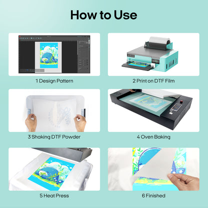 PUNEHOD DTF Printer A4 L8058 Transfer Printing DIY Print T-Shirt Printer + Oven