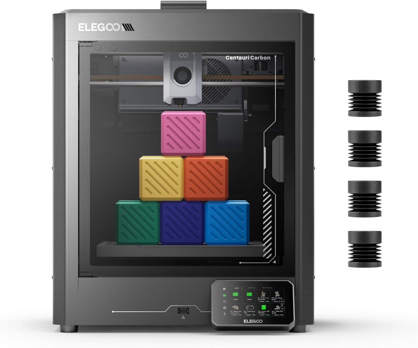 ELEGOO Centauri Carbon 3D Printer, Corexy 500Mm/S High Speed Printing with Auto Calibration, 320°C Nozzle and Built-In Camera, Ready to Print Out of the Box, 256X256X256Mm Printing Size