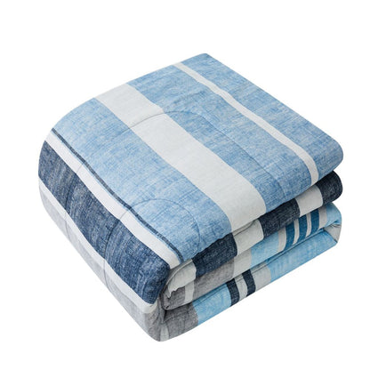 Blue Stripe Reversible 5-Piece Bed in a Bag Comforter Set with Sheets, Twin XL