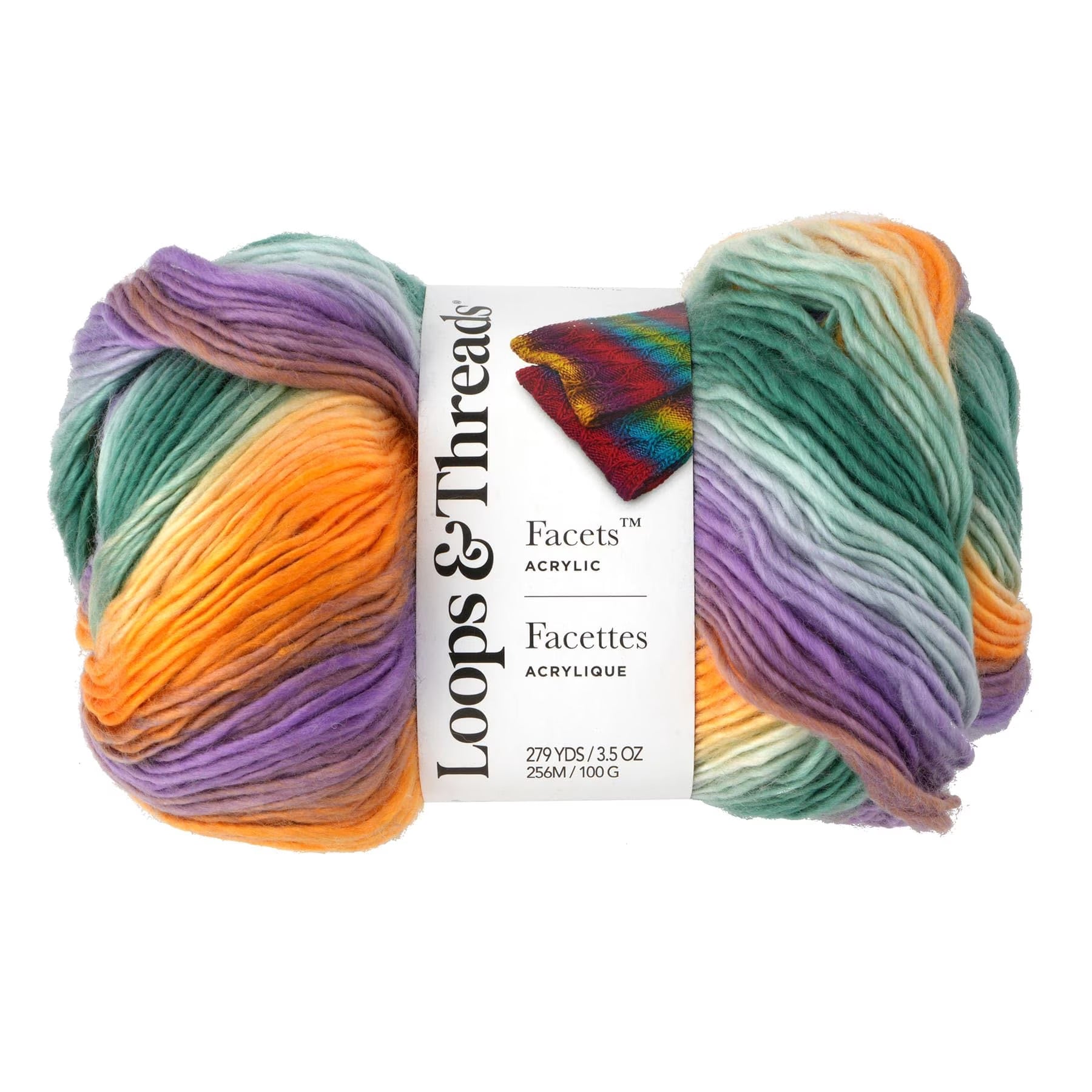Facets Yarn by Loops & Threads - Yarn for Knitting - Crochet - Weaving - and Arts & Crafts - Multi - Acrylic - 3.5 Oz