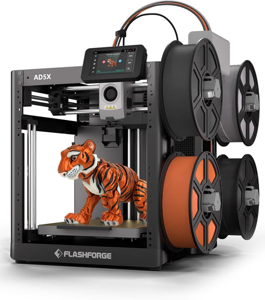 FLASHFORGE AD5X Multi-Color 3D Printer, Corexy 600Mm/S High-Speed, 1-Click Auto Leveling, 300°C Direct Drive Extruder, 220X220X220Mm Build Volume, Ideal for Precision and Efficiency