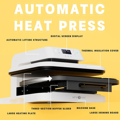 Auto Heat Press Machine for T Shirts White &  3D Puff Vinyl Heat Transfer for Cricut & Cameo