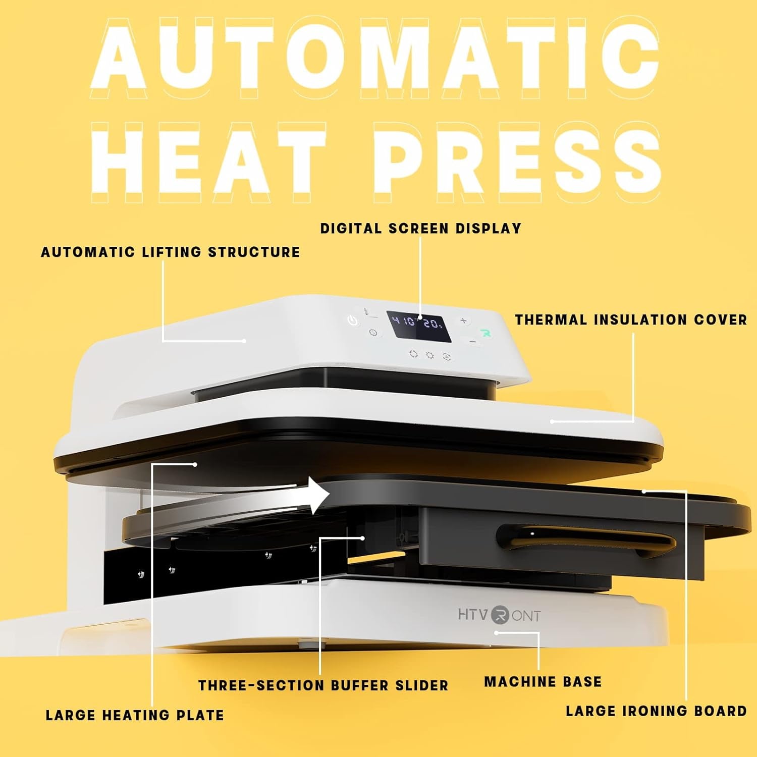 Auto Heat Press Machine for T Shirts & 38 Pcs Accessories Bundle for Cricut Joy