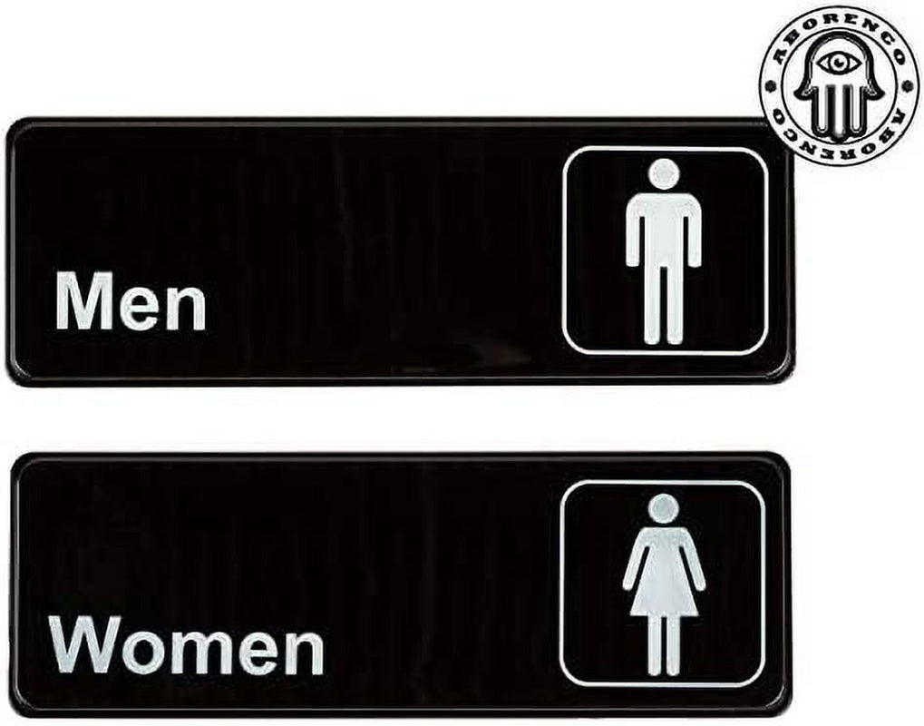 Men and Women Restrooms Commercial Signs Set Toilet Door Plates for Business Restaurant, 3" X 9"