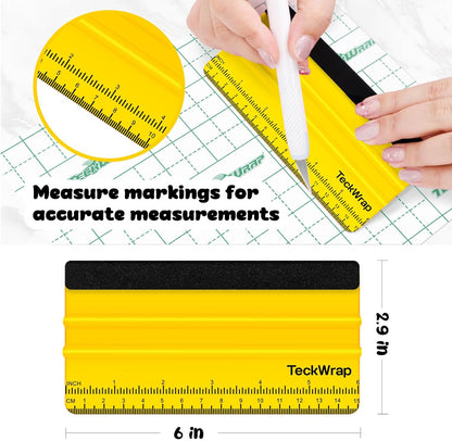 2 PCS Professional Plastic Felt Squeegee for Vinyl Decals, Inkjet Vinyl Sticker Paper, and Wallpaper - 6"X2.9"Decal Squeegee Tool, Scratch-Free Application (Yellow)