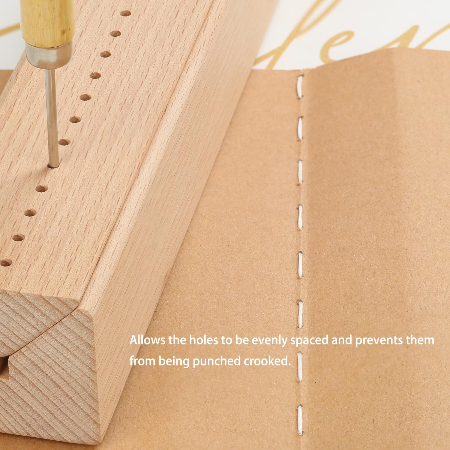 Beech Wood Book Binding Cradle with an Awl,Book Binding Kits Used for Bookbinding Hole Punching,Sturdy and Durable, Easy to Store, Bookbinding Supplies Punch Tools