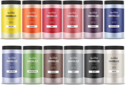 Speedball 001080 Underglaze Deluxe School Pack, 12-Pack, 16 Oz, Multicolor