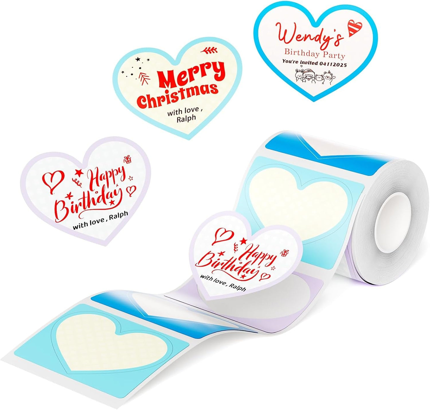 NIIMBOT Refill Label- 300DPI Red & Black Dual Color Sticker Paper Sweet Heart (2"X1.69"/50X43Mm) for School, Office, Retail, Baking & Safety Labels - Compatible with Pro Series Label Makers