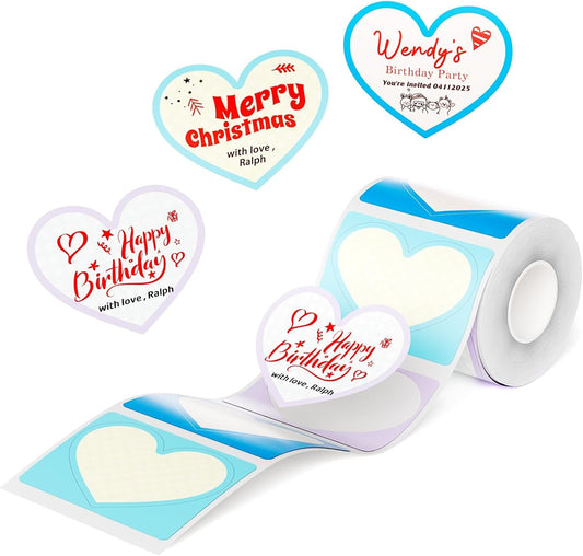 NIIMBOT Refill Label- 300DPI Red & Black Dual Color Sticker Paper Sweet Heart (2"X1.69"/50X43Mm) for School, Office, Retail, Baking & Safety Labels - Compatible with Pro Series Label Makers