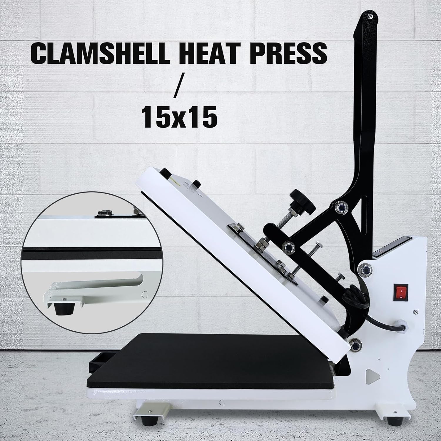 Heat Press Machine for T-Shirt 15X15, Digital Industrial Quality Heat Press Machine Clamshell Transfer Sublimation Print Press Machine White