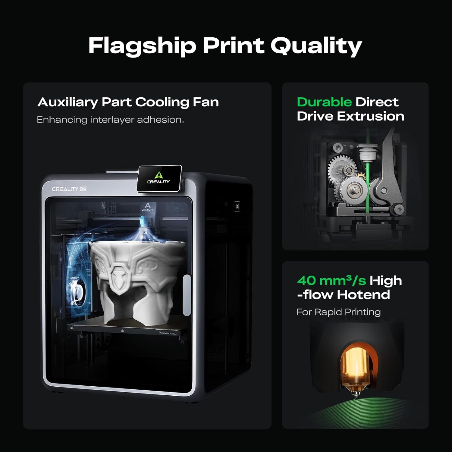 Creality K2 Combo 3D Printer, Multicolor Printing with CFS, High-Speed 600Mm/S, Smart Auto Leveling, Quiet Printing, 300°C Nozzle, Dual AI Camera, Direct Drive Extruder, Build Volume 260X260X260Mm