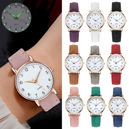Women'S Watches, Classic  with Luminouse Easy Read Dial, Leather Watch Band, Vintage Small Face round Watches for Women, Birthday Gift for Ladies (Black)