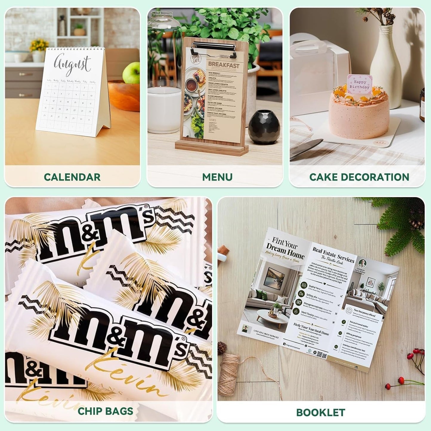 Glossy Photo Paper for Printer - 100 Sheets Inkjet Printer Paper for Chip Bag Paper, Instant Dry Glossy Photo Paper 8.5 X 11 180Gsm