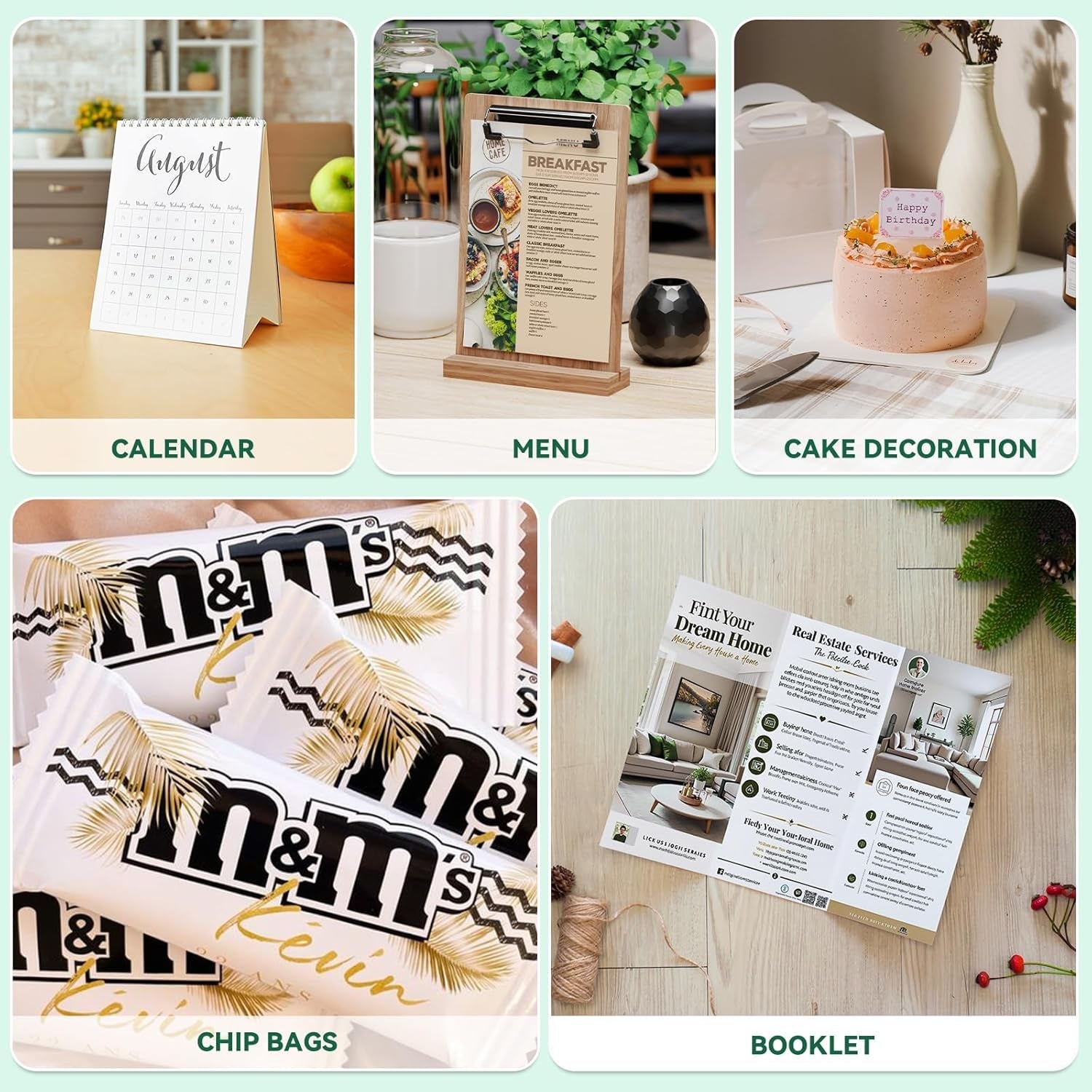 Glossy Photo Paper for Printer - 100 Sheets Inkjet Printer Paper for Chip Bag Paper, Instant Dry Glossy Photo Paper 8.5 X 11 180Gsm