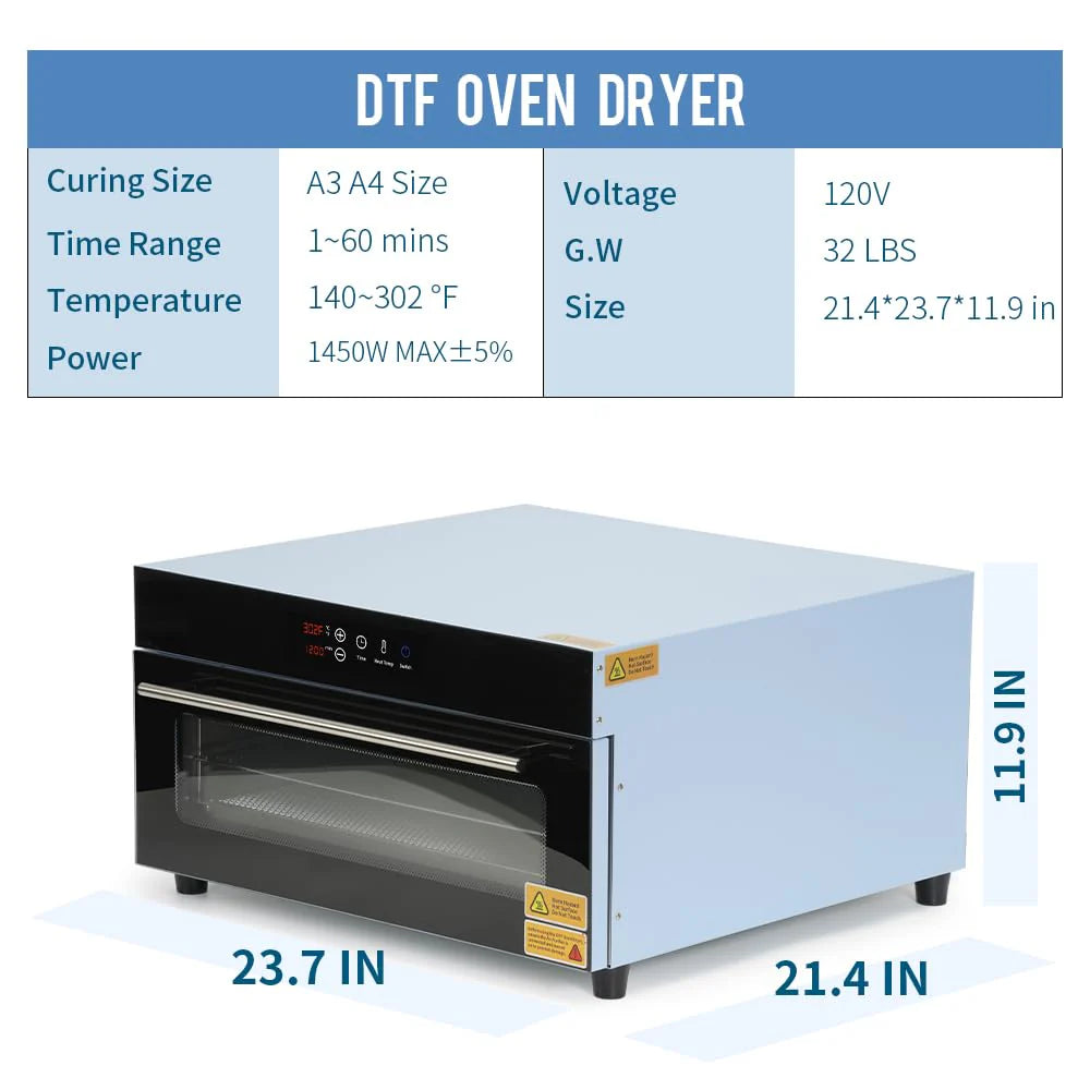 DTF Oven Dryer A3 A4 3 Layers 1450 W 120 V Light Blue for DTF Heat Transfer Film Sheets,Dtf Curing Oven 11.8" X 17.7" for Bulk DTF Films Dryer