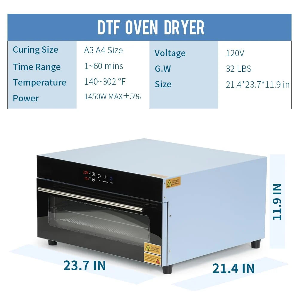 DTF Oven Dryer A3 A4 3 Layers 1450 W 120 V Light Blue for DTF Heat Transfer Film Sheets,Dtf Curing Oven 11.8" X 17.7" for Bulk DTF Films Dryer(Shipping from China)