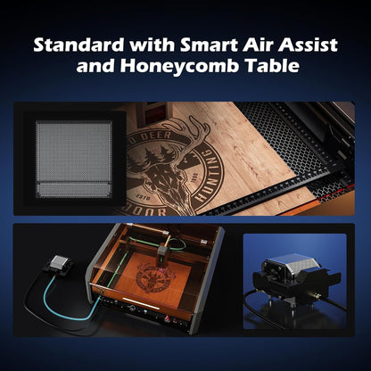 Genmitsu L8 Laser Engraver, 40W (40000Mw) Power Output Laser Cutter, 40000Mm/Min All-In-One Laser Engraving Machine with Acrylic Enclosur, Air Assist Pump, Honeycomb, Camera, Safety Class 1