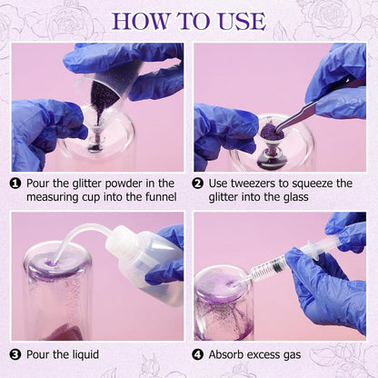 Lemonroad 15 Pcs Snow Globe DIY Tumbler Tool Kit Include Storage Box Squeeze Bottle Funnel Silicone Cup Cradle Measuring Cup Flashlight for Beginner Making Supplies Thanksgiving Day Gifts(Purple)