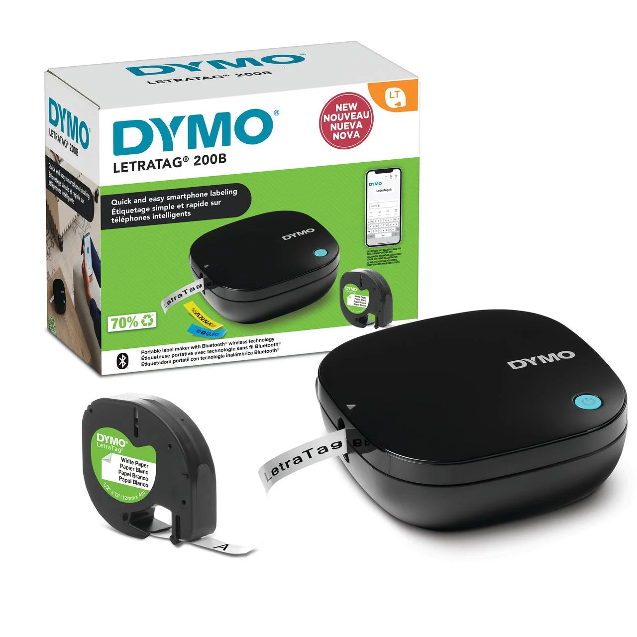 Letratag 200 Bluetooth Label Maker, Includes 1 White Paper Label Tape, 1 Count