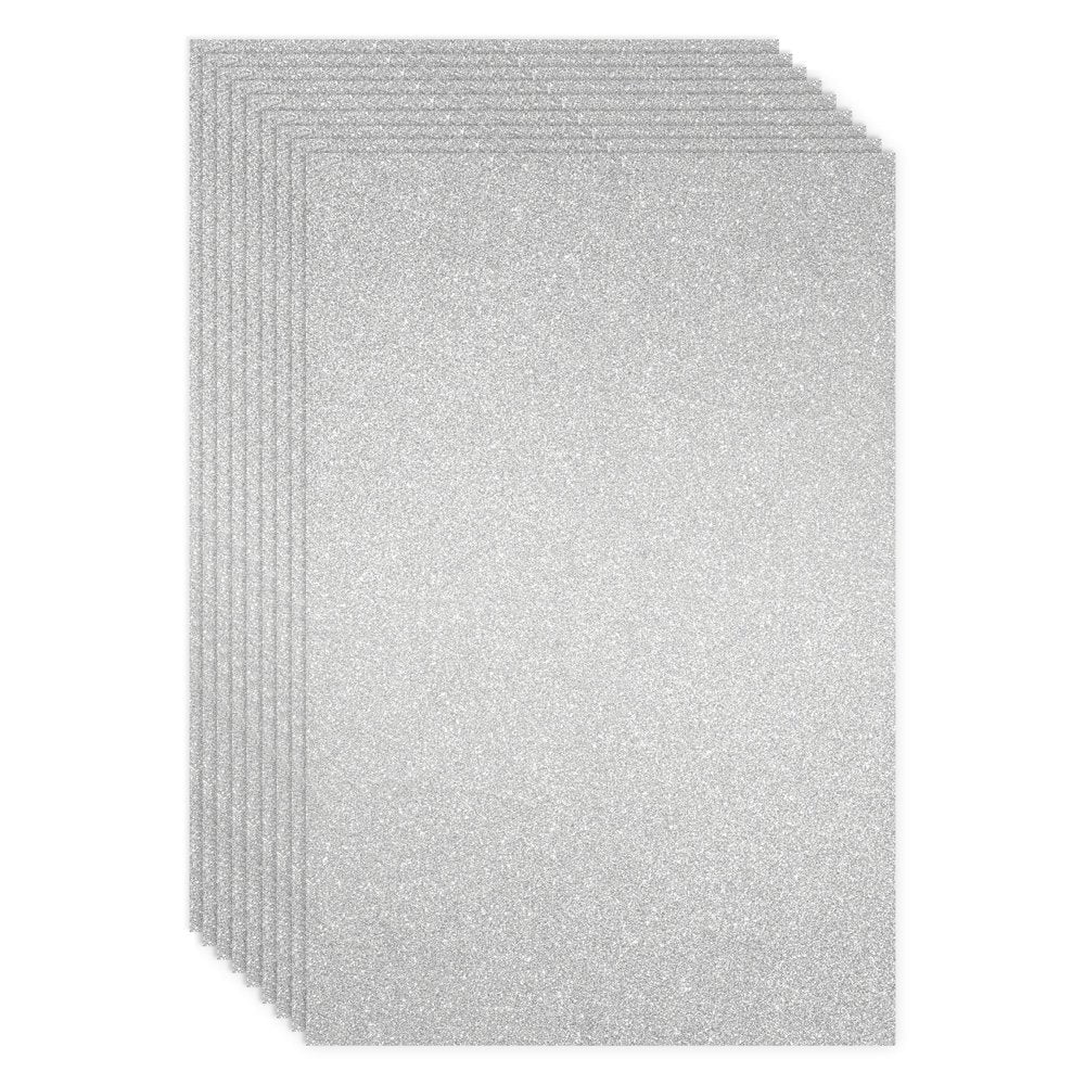 24 Sheets Silver Glitter Cardstock Paper for Scrapbooking, Arts, DIY Sparkle Crafts, 250Gsm, Double-Sided (8 X 12 In)