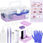 Lemonroad 15 Pcs Snow Globe DIY Tumbler Tool Kit Include Storage Box Squeeze Bottle Funnel Silicone Cup Cradle Measuring Cup Flashlight for Beginner Making Supplies Thanksgiving Day Gifts(Purple)