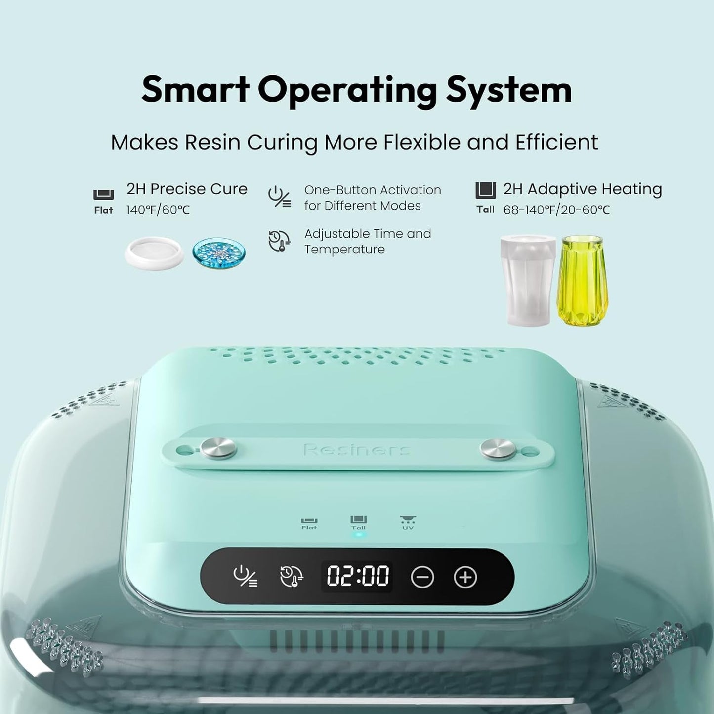 Resiners Resin Curing Machine G3 with UV Resin Light, 2H/1Min Fast Curing, Silicone Mat Included, Deformation-Resistant Reversible Base, Resin Dryer for Epoxy Mold Casting, Jewelry Making, DIY Decor